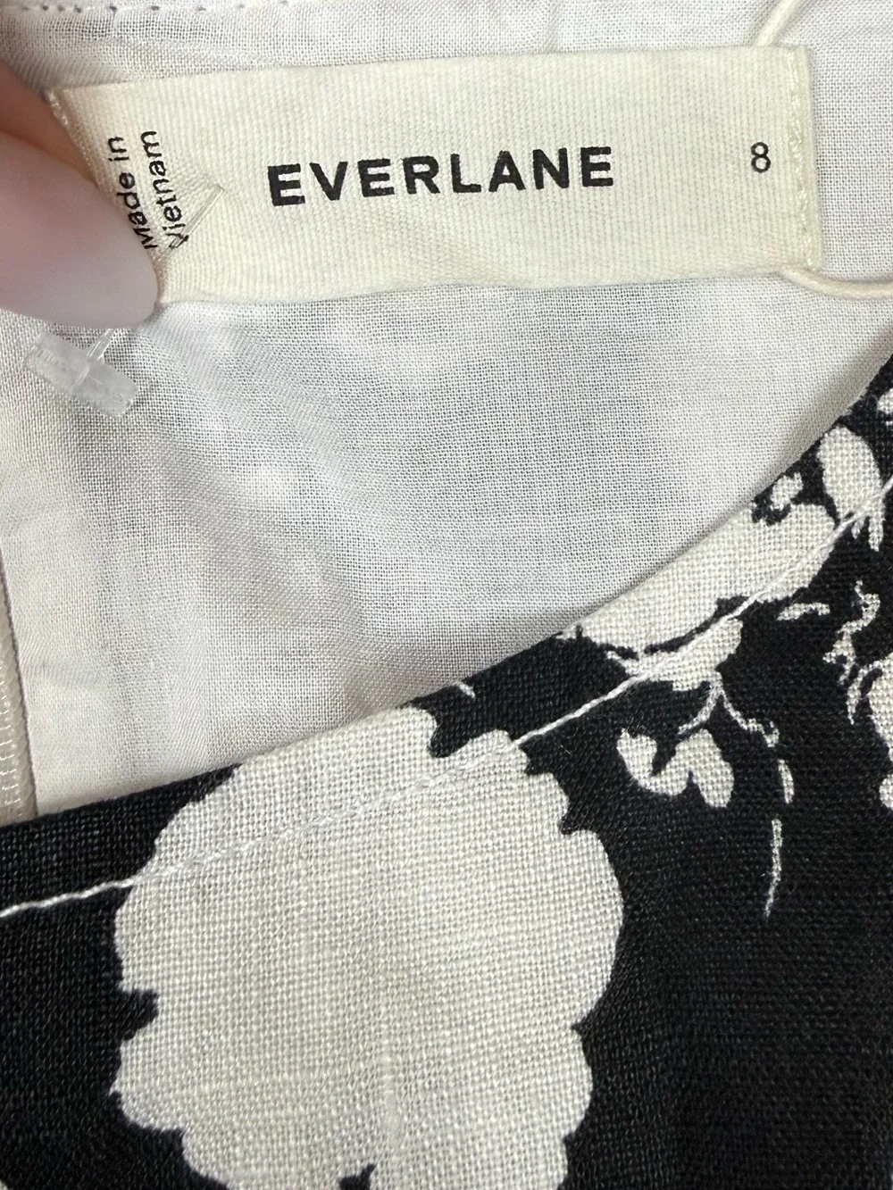 Everlane Black & White Floral Linen Midi Dress